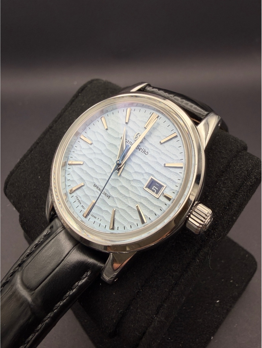 Custom Ice Blue Hammered Wave Textured Automatic Watch Mod